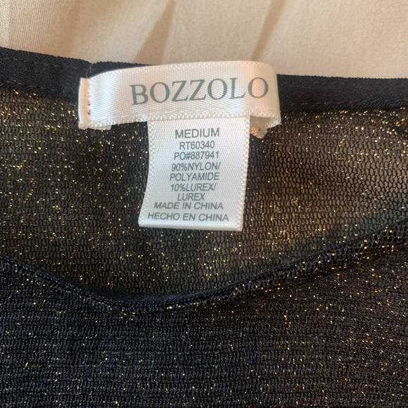 Bozzolo Black and Gold Sparkly Mesh Crop Top Size M - Picture 2 of 2